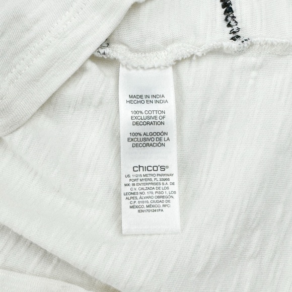 Weekends By Chico's 3 Women's XL Embroidered Tee Off-White Cotton‎ Shirt V-Neck - Picture 13 of 15